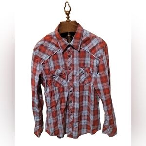 Rock & Roll Cowboy Size XL Red Plaid Pearl Snap Shirt  Rodeo